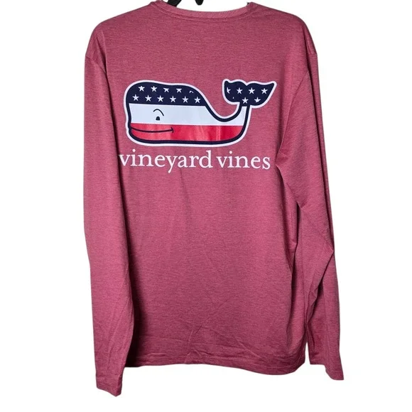 Vineyard Vines Performance Tee Mens M Lobster Reef Heather Flag Whale 1V015010 - Picture 3 of 13
